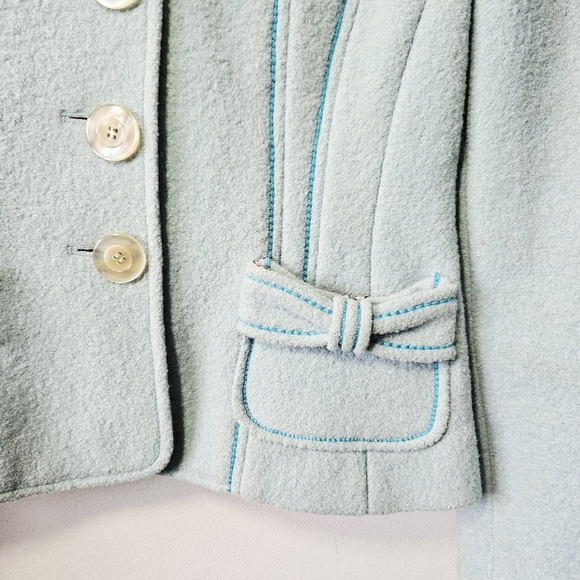 Vintage Y2K Etcetera Preppy Wool Jacket Size 4 Bow Accents Elle Woods - Picture 5 of 6